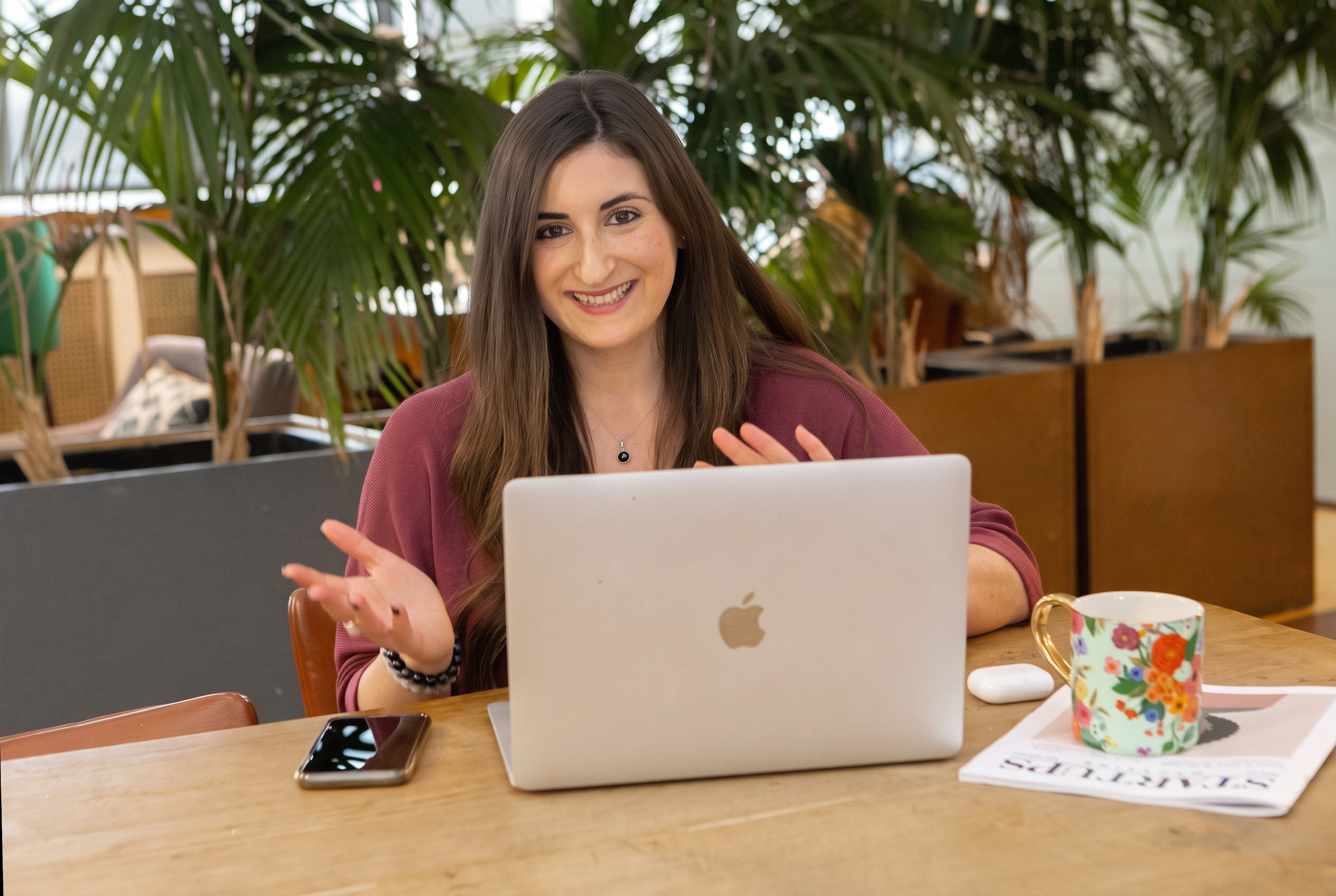 Charlotte working at her desk